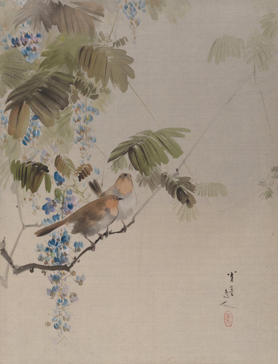 花鸟，ca。 1887年。 作者 渡边页伊