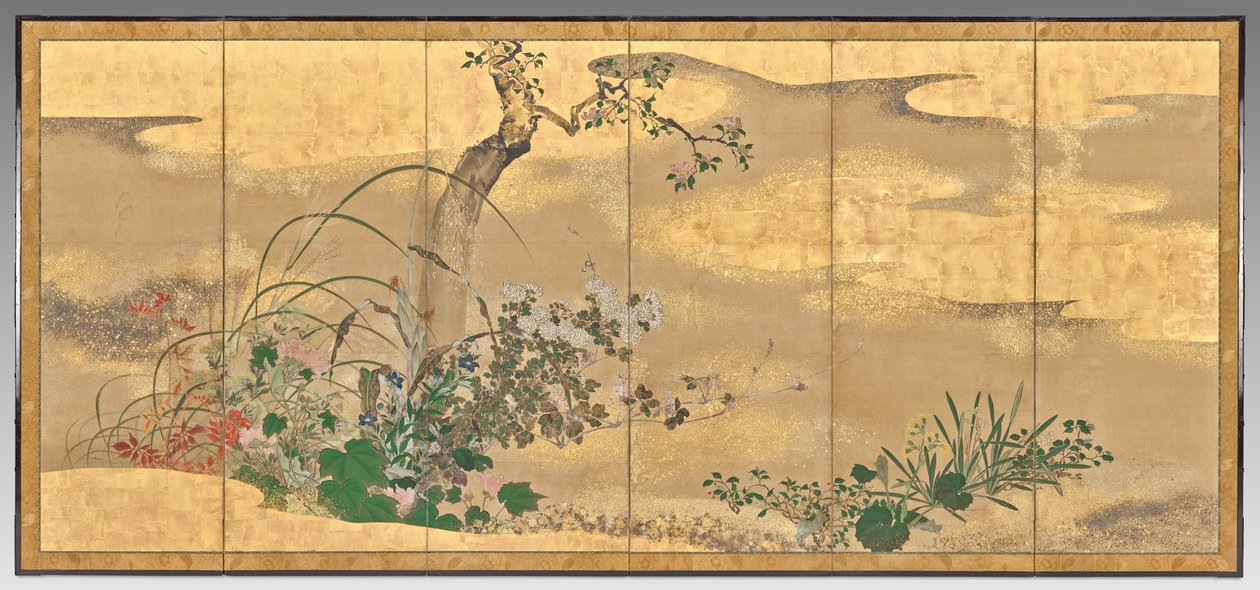 四季花木（左屏） 作者 渡边志子