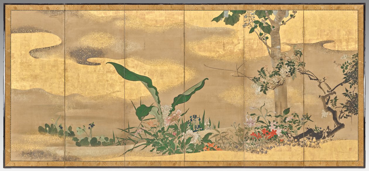 四季花木（右屏） 作者 渡边志子