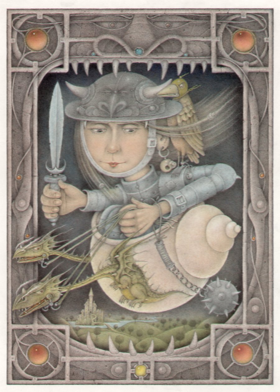 女战士》，2005 年（艺术板上的混合媒材） 作者 韦恩·安德森