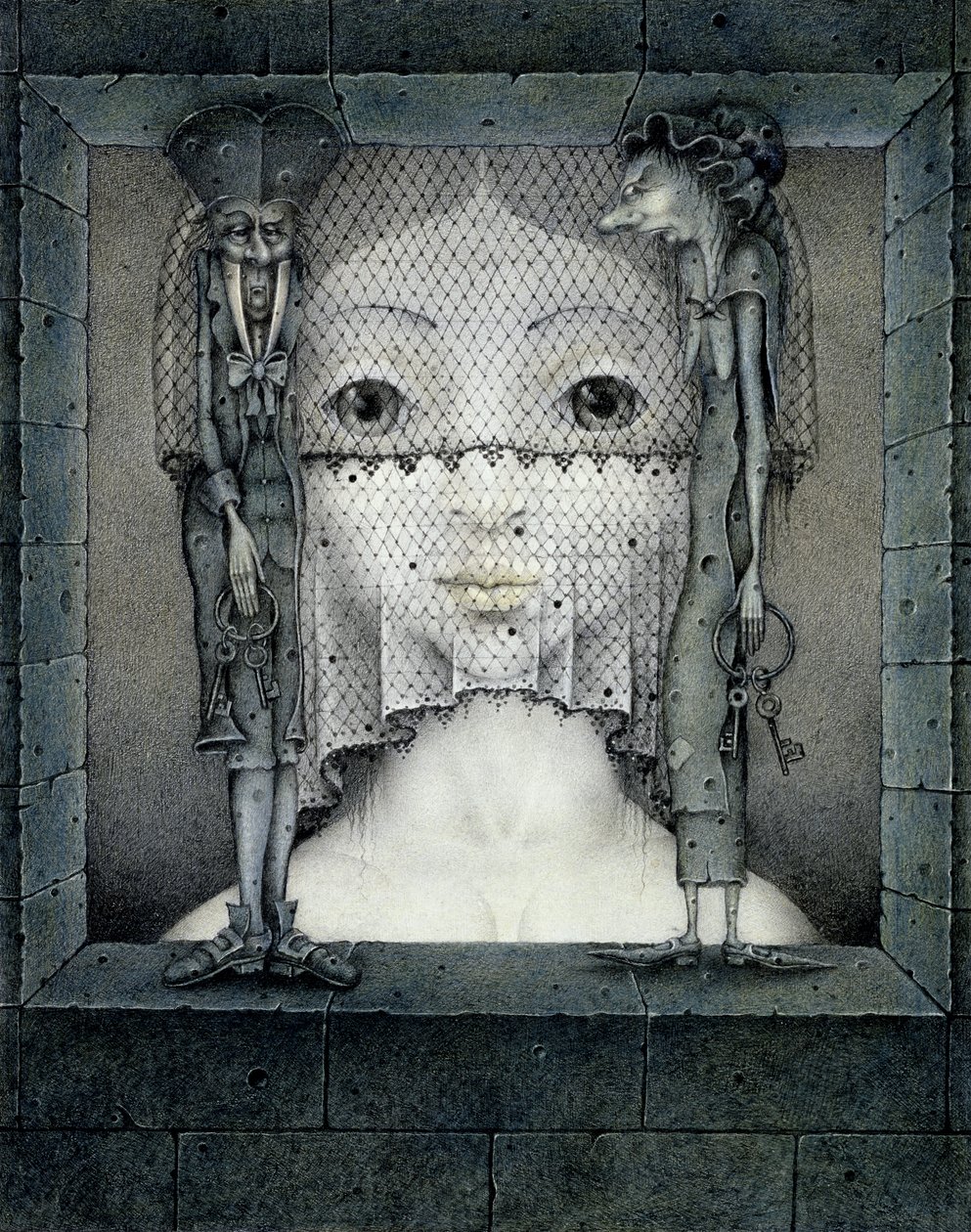 悲伤的面纱（纸上铅笔和彩色蜡笔） 作者 韦恩·安德森
