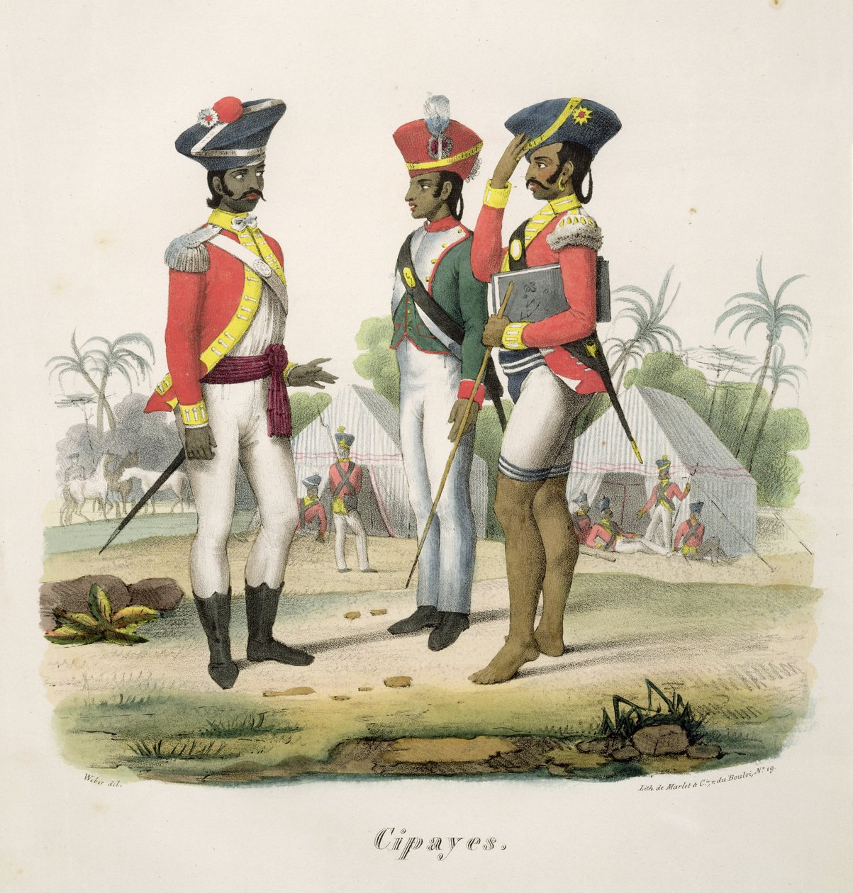 Sepoys，来自ME Burnouf的&39;L&39;Inde Francaise&39;，由Marlet und Cie雕刻，1827-35出版 作者 