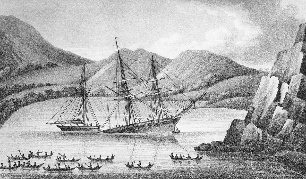 1826年，Brig Jane和Cutter Beaufoy穿过一群冰岛 作者 威德尔