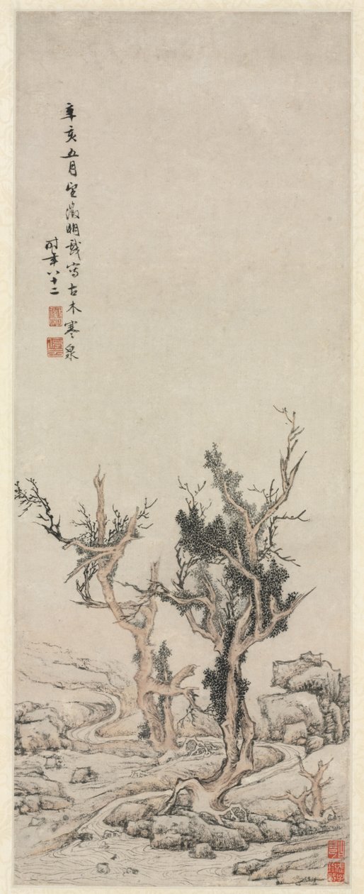 1551年，温特里·布鲁克（Wintry Brook）的《老树》（Old Trees）。 作者 文征明