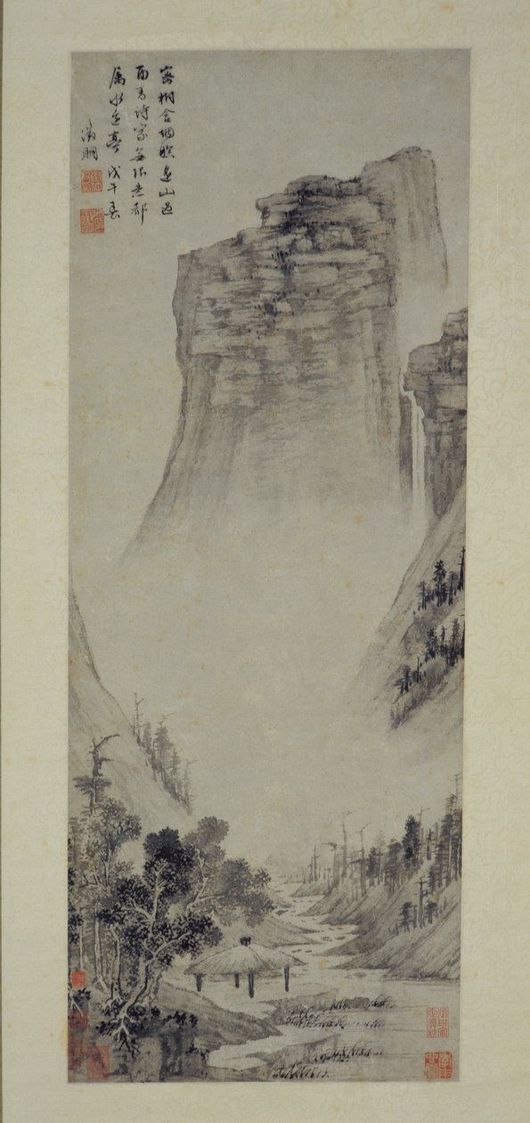 河边亭子里的诗意思考，1558年。 作者 文征明