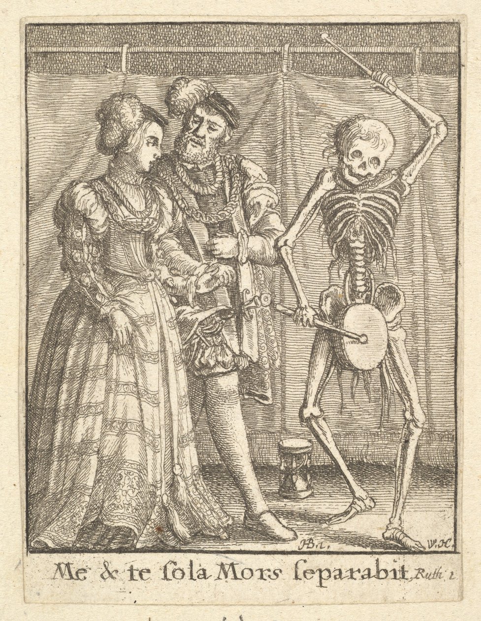 一对来自死亡之舞的新娘，1651年。 作者 瓦茨劳斯·霍拉尔