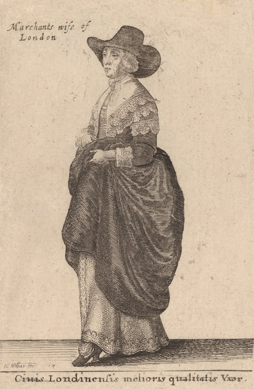 Ciuis Londinensis Melioris Qualitatis Vxor, 1643. 作者 瓦茨劳斯·霍拉尔