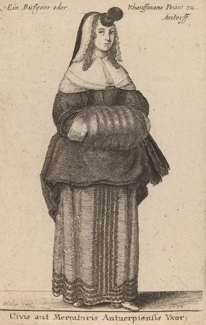 Ciuis aut Mercatoris Antuerpiensis Vxor, 1650。 作者 瓦茨劳斯·霍拉尔