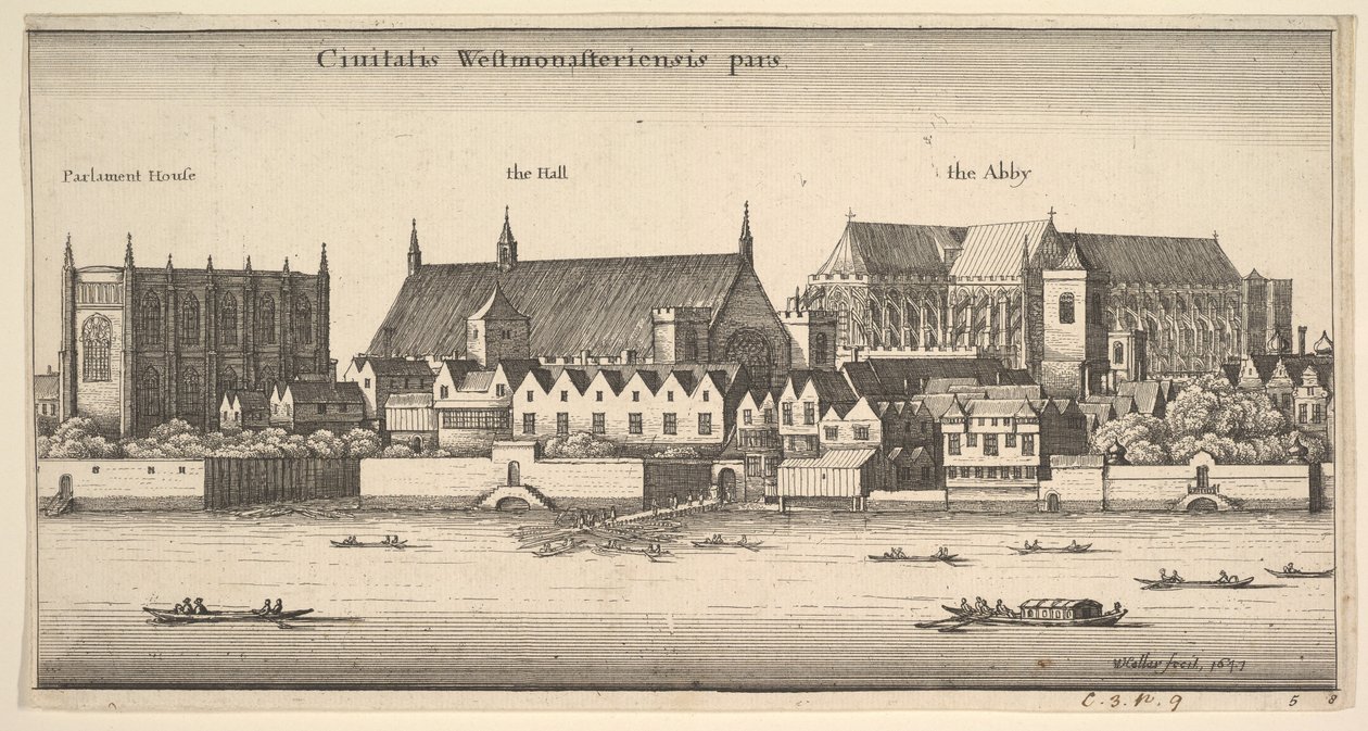 Ciuitatis Westmonasteriensis pars Westminster from the River, 1647. 作者 瓦茨劳斯·霍拉尔