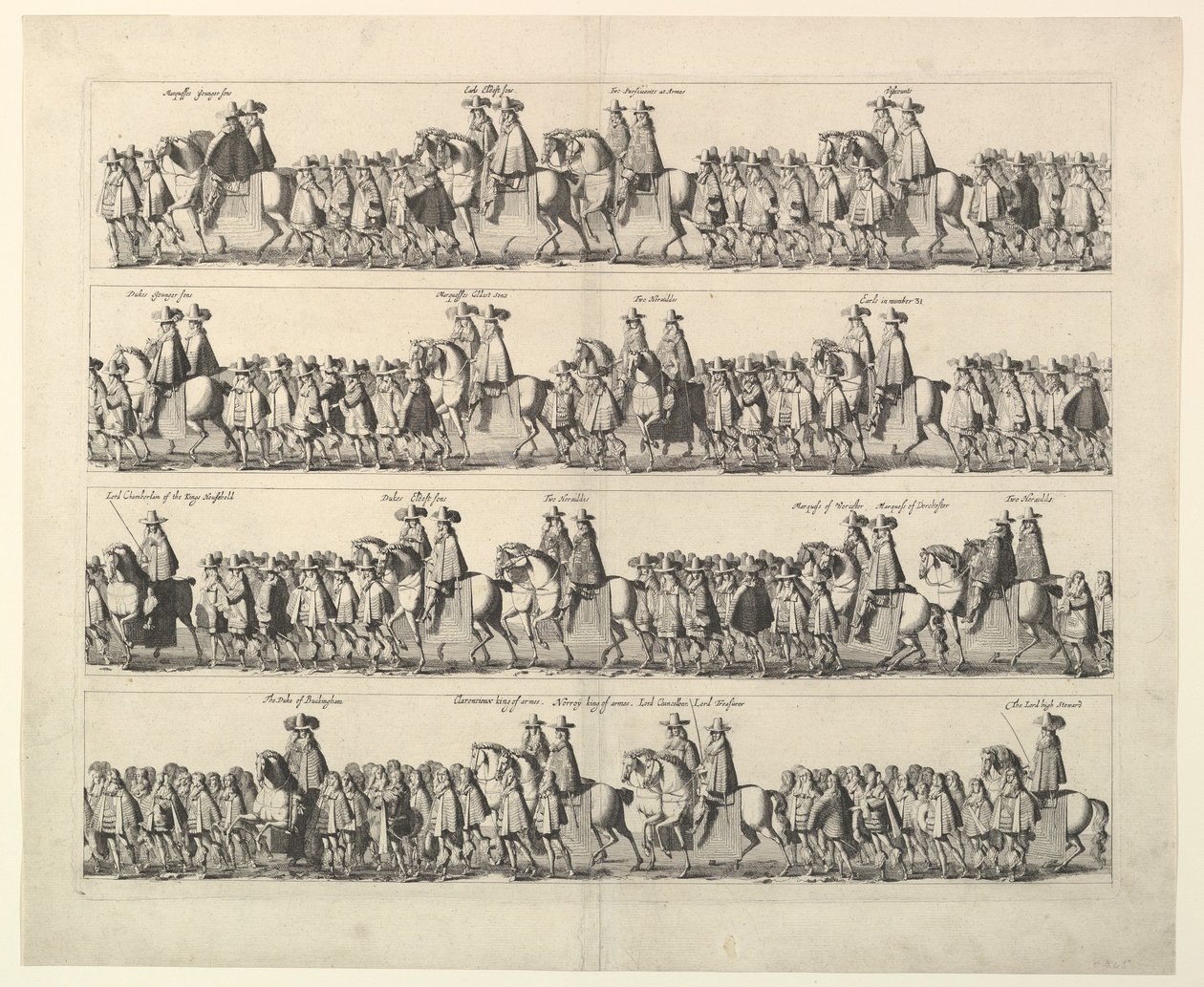 查尔斯二世通过伦敦加冕游行，1662年。 作者 瓦茨劳斯·霍拉尔