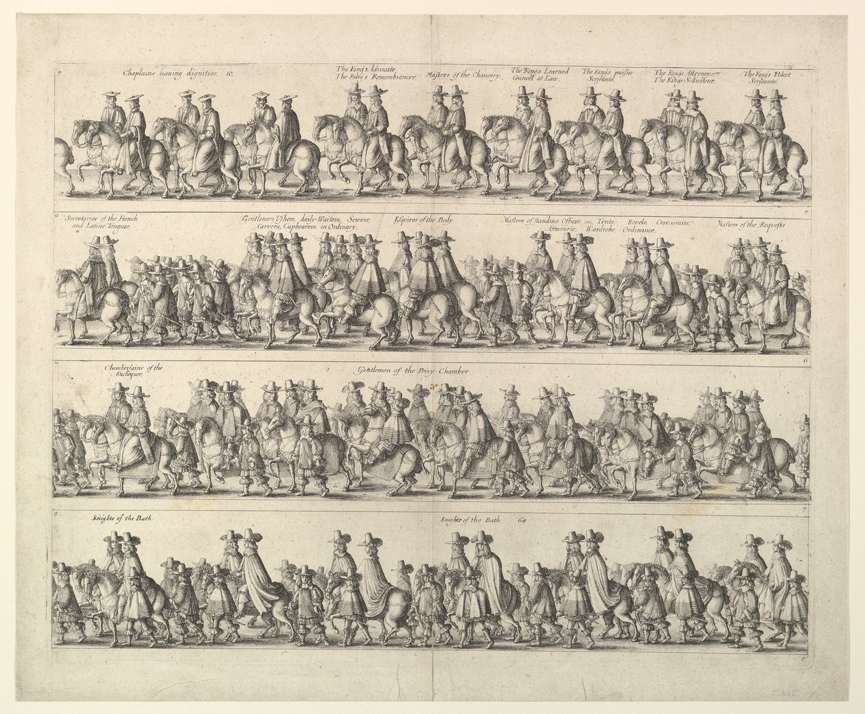 查尔斯二世通过伦敦加冕游行，1662年。 作者 瓦茨劳斯·霍拉尔