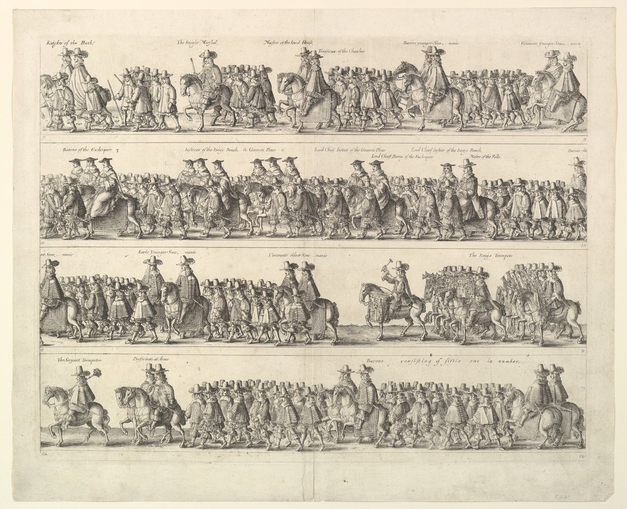 查尔斯二世通过伦敦加冕游行，1662年。 作者 瓦茨劳斯·霍拉尔