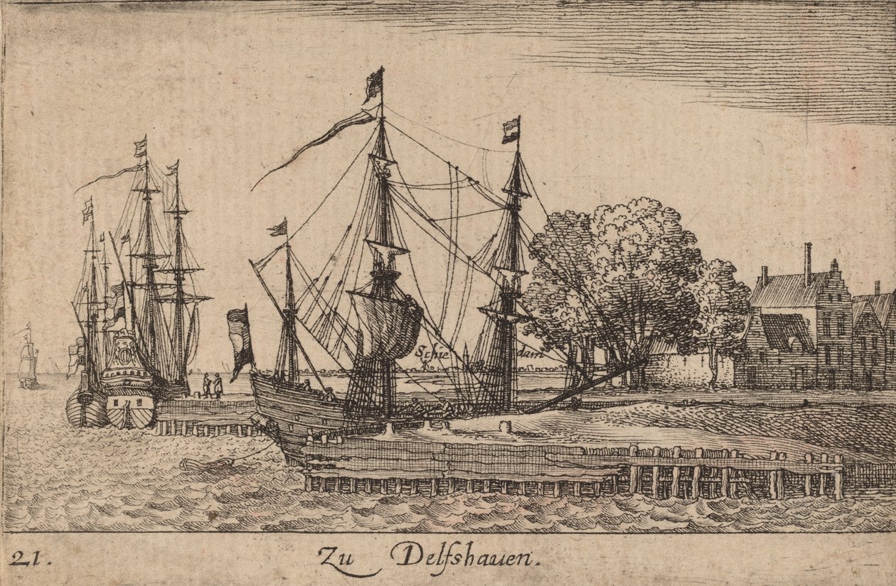 Delfshaven，1635年。 作者 瓦茨劳斯·霍拉尔