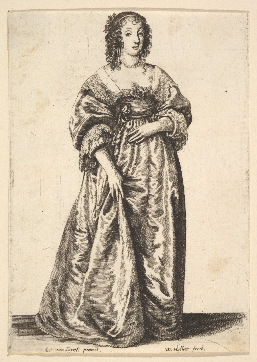 站立的女士形象，1625-77年。 作者 瓦茨劳斯·霍拉尔