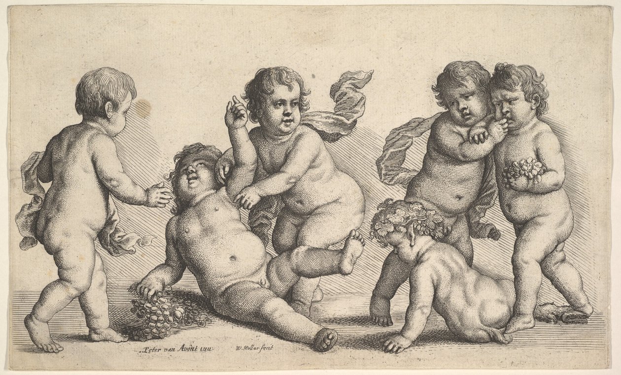五个男孩和一个色狼，1646年。 作者 瓦茨劳斯·霍拉尔