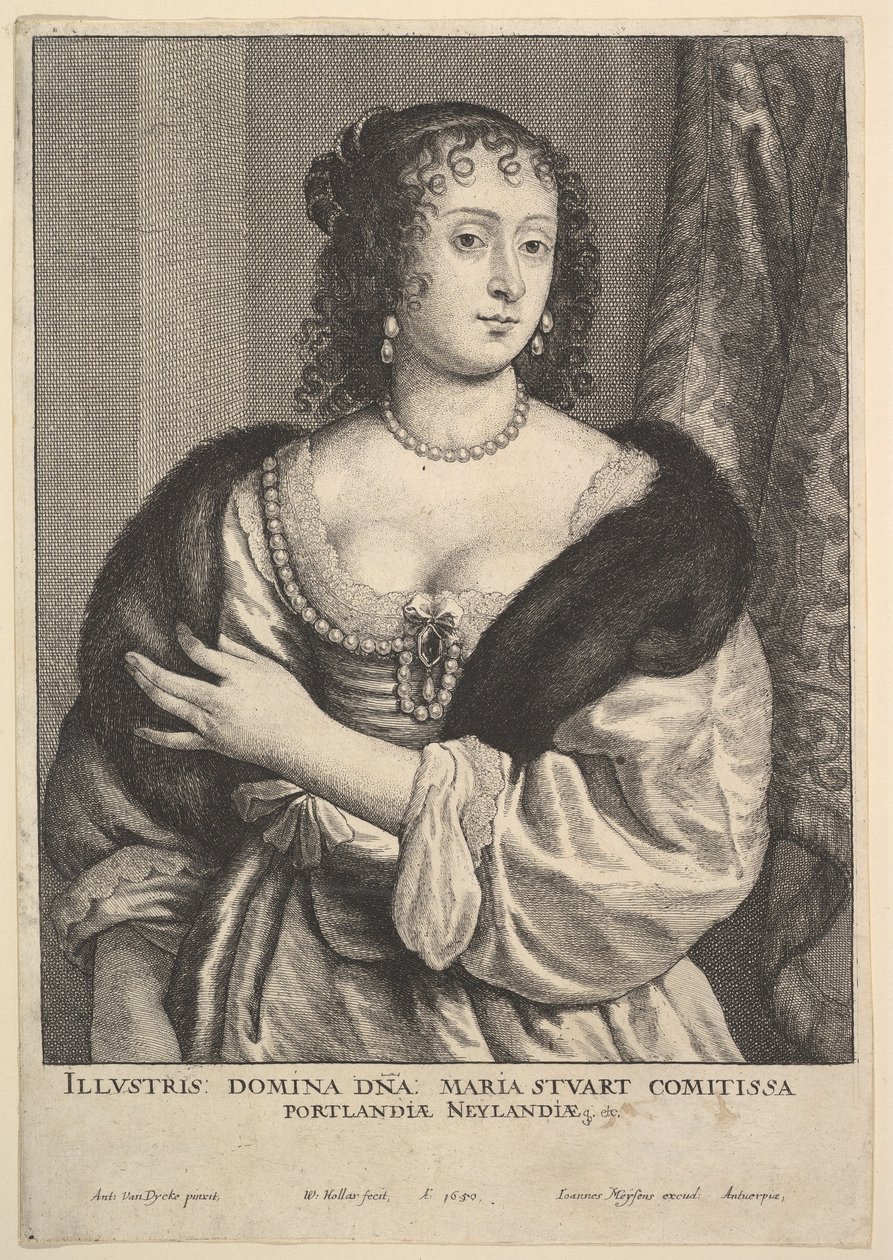 Frances Stuart，波特兰伯爵夫人，1650年。 作者 瓦茨劳斯·霍拉尔