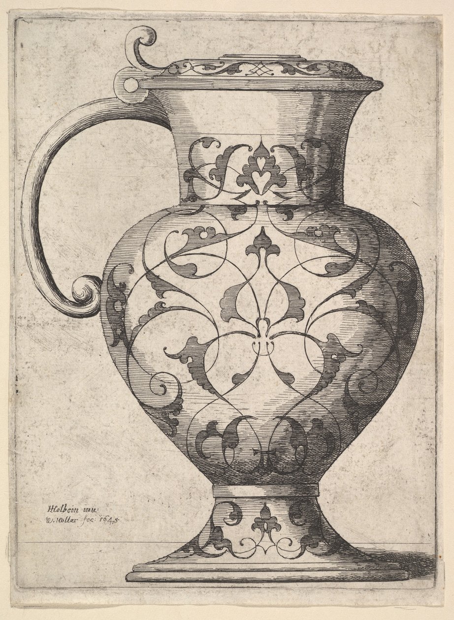 饰有蔓藤花纹的水罐，1645年。 作者 瓦茨劳斯·霍拉尔
