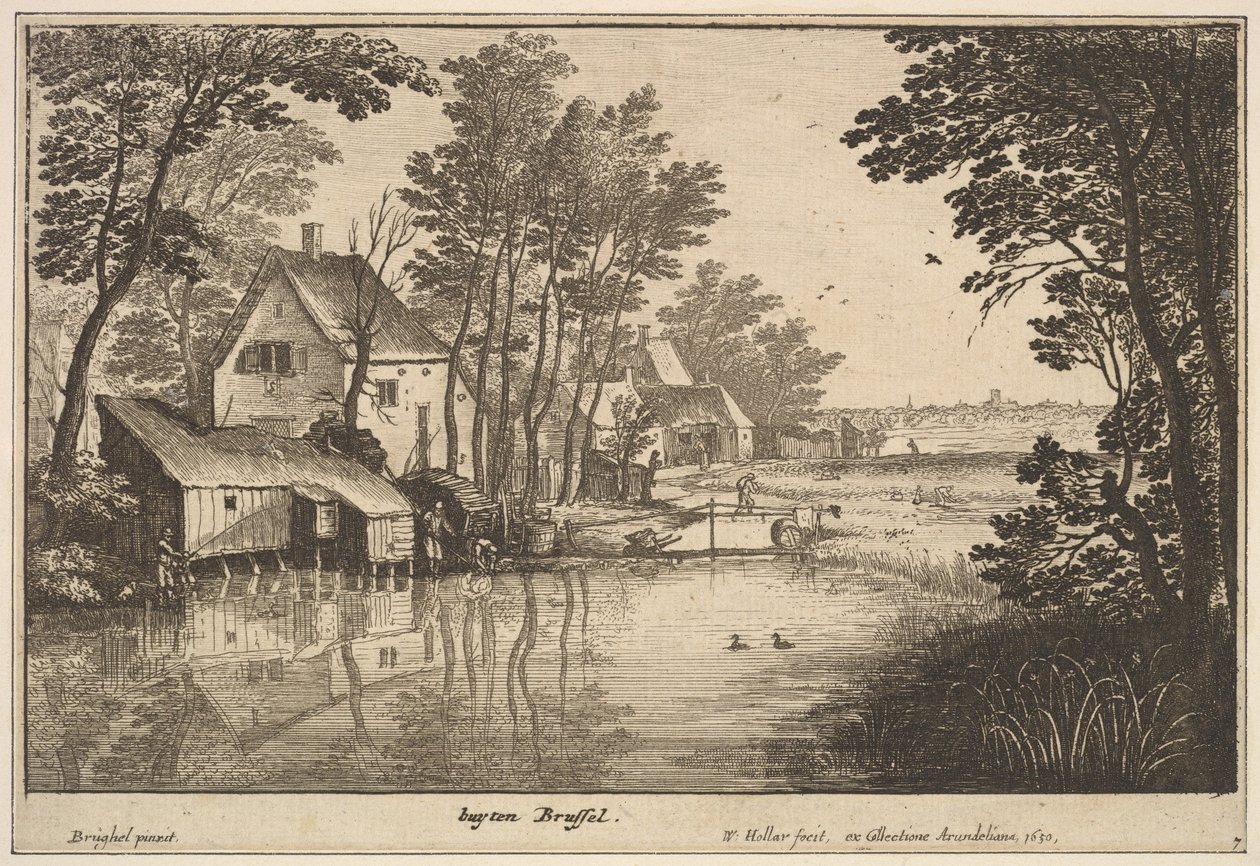 与钓鱼者共处风景，1650年。 作者 瓦茨劳斯·霍拉尔