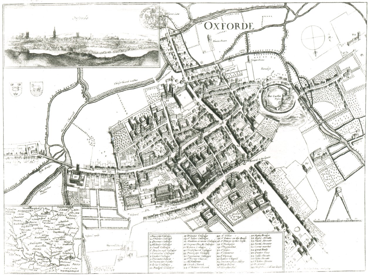 牛津地图，1643年 作者 瓦茨劳斯·霍拉尔