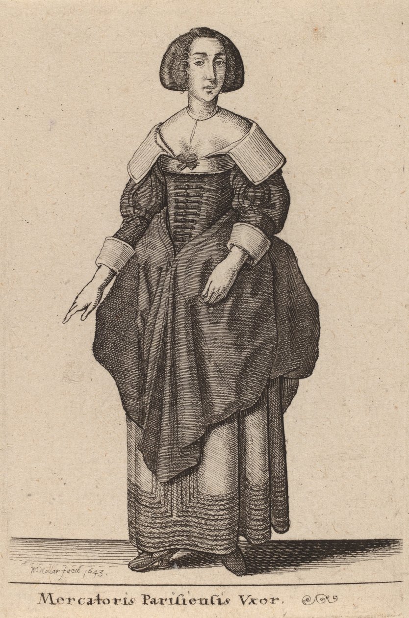 Mercatoris Parisiensis Vxor, 1643。 作者 瓦茨劳斯·霍拉尔