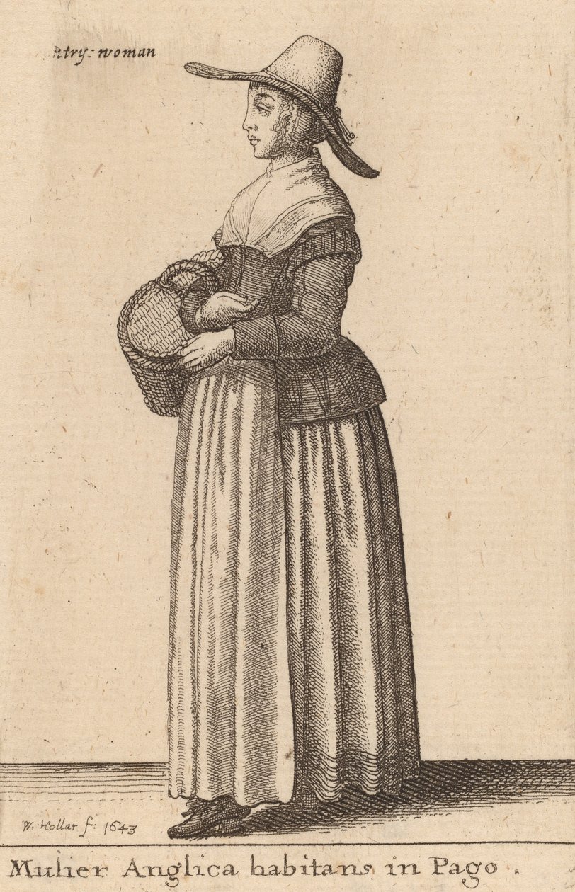 Mulier Anglica Habitans in Pago, 1643. 作者 瓦茨劳斯·霍拉尔