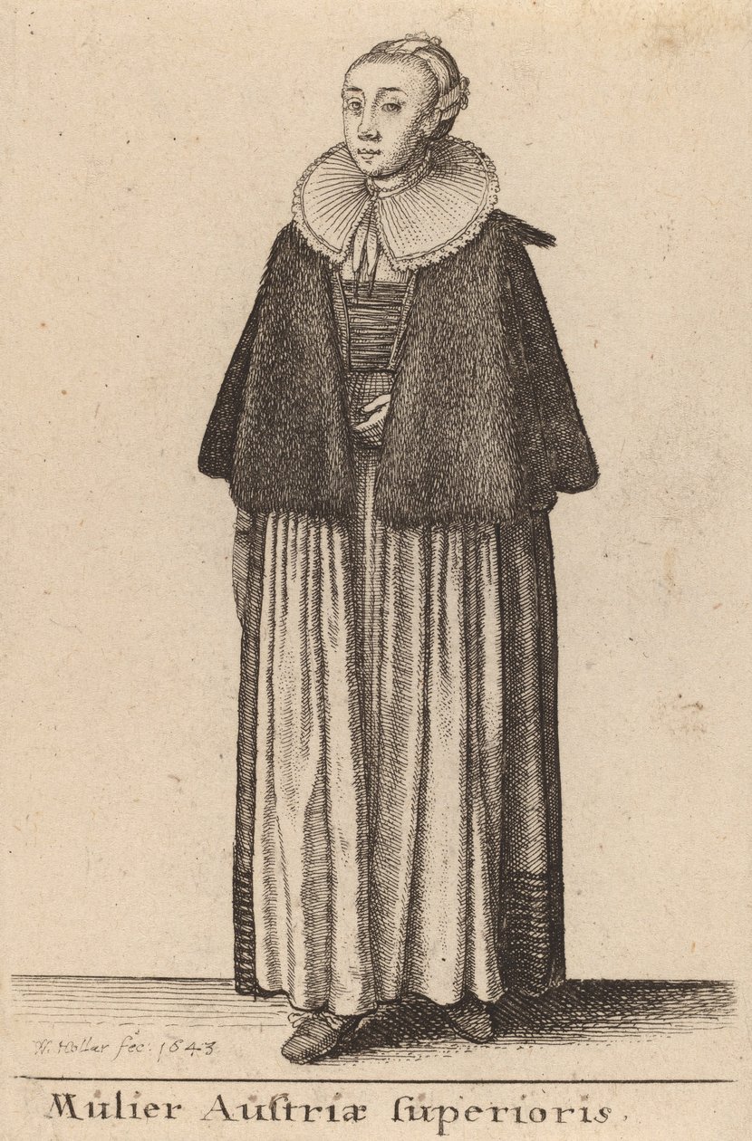 Mulier Austriae Superioris, 1643. 作者 瓦茨劳斯·霍拉尔