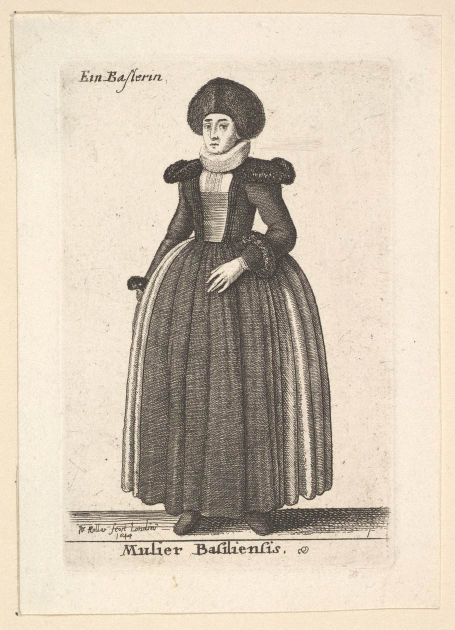 女人巴塞尔，巴塞尔，1644的女人。 作者 瓦茨劳斯·霍拉尔