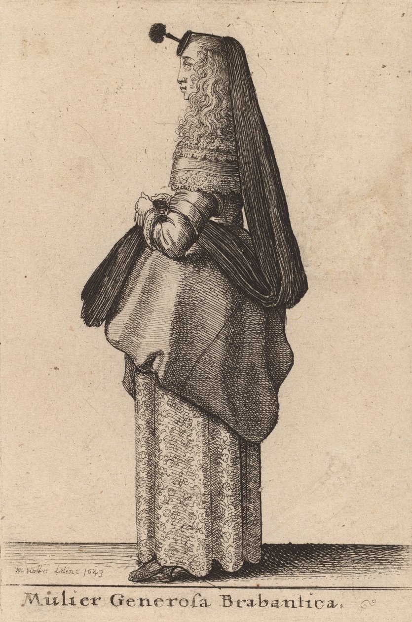 Mulier Generosa Brabantica, 1643. 作者 瓦茨劳斯·霍拉尔