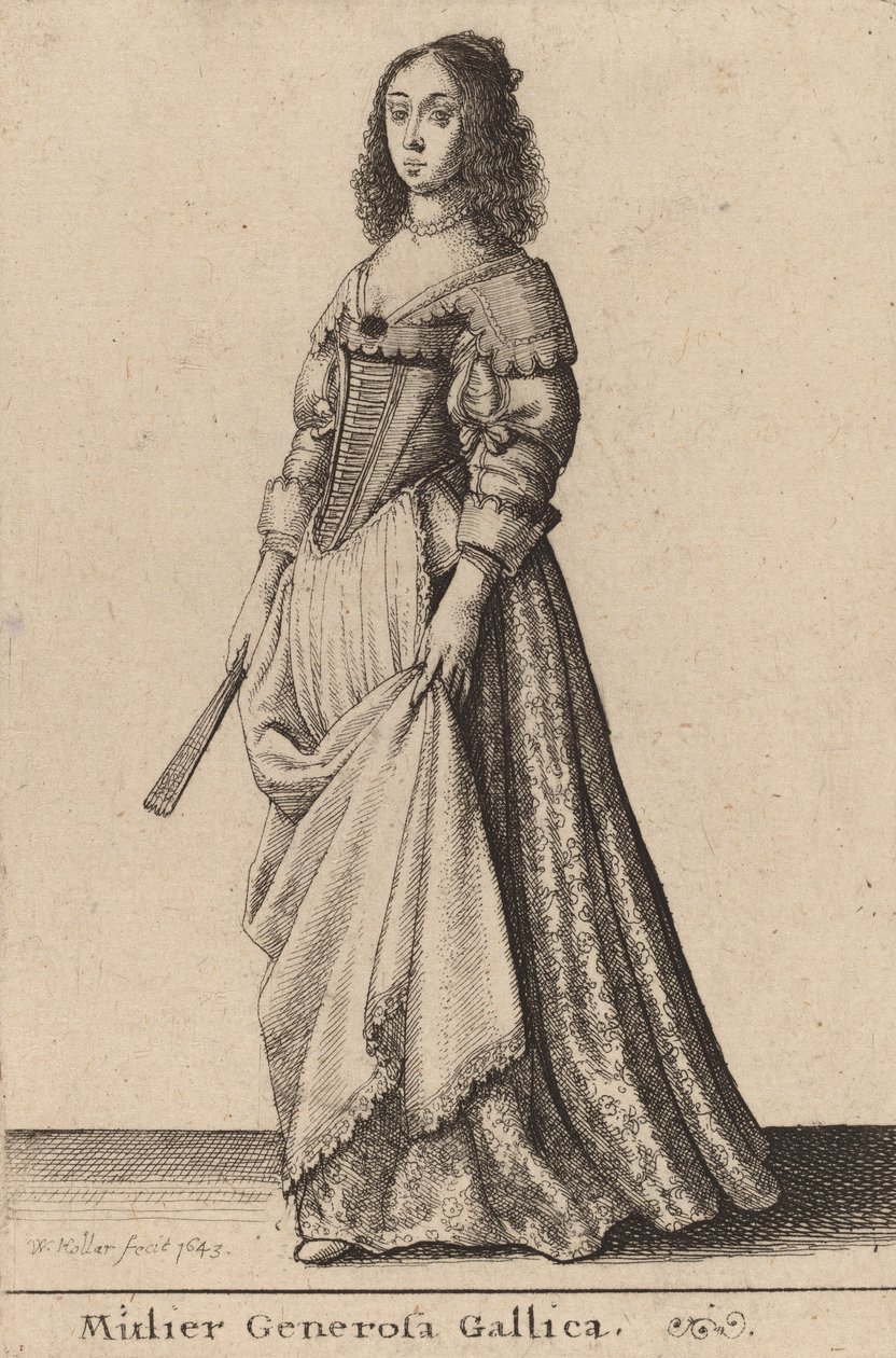 Mulier Generosa Gallica, 1643. 作者 瓦茨劳斯·霍拉尔