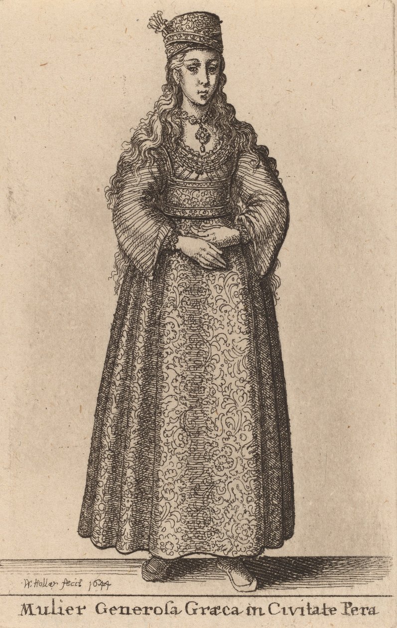 Mulier Generosa Graeca in Civitate Pera, 1644. 作者 瓦茨劳斯·霍拉尔