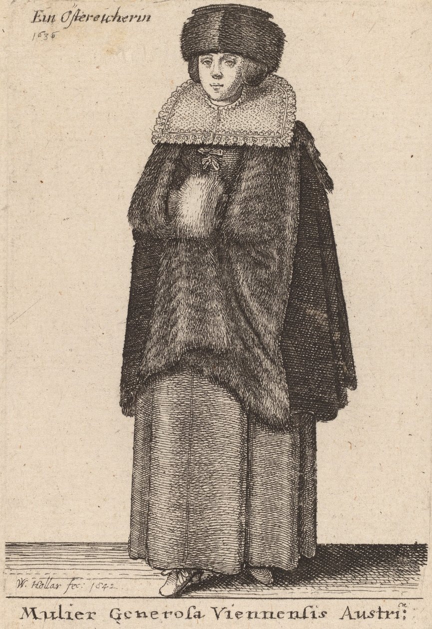 Mulier Generosa Viennensis Austri, 1642. 作者 瓦茨劳斯·霍拉尔