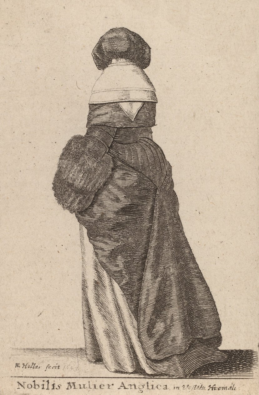 Nobilis Mulier Anglica, in Vestitu Hiemali, 1643. 作者 瓦茨劳斯·霍拉尔