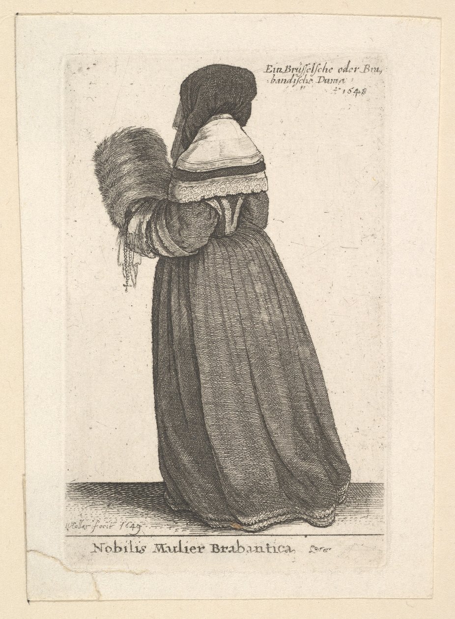 Brabantica高贵的女人，贵妇从布拉班特，1648。 作者 瓦茨劳斯·霍拉尔