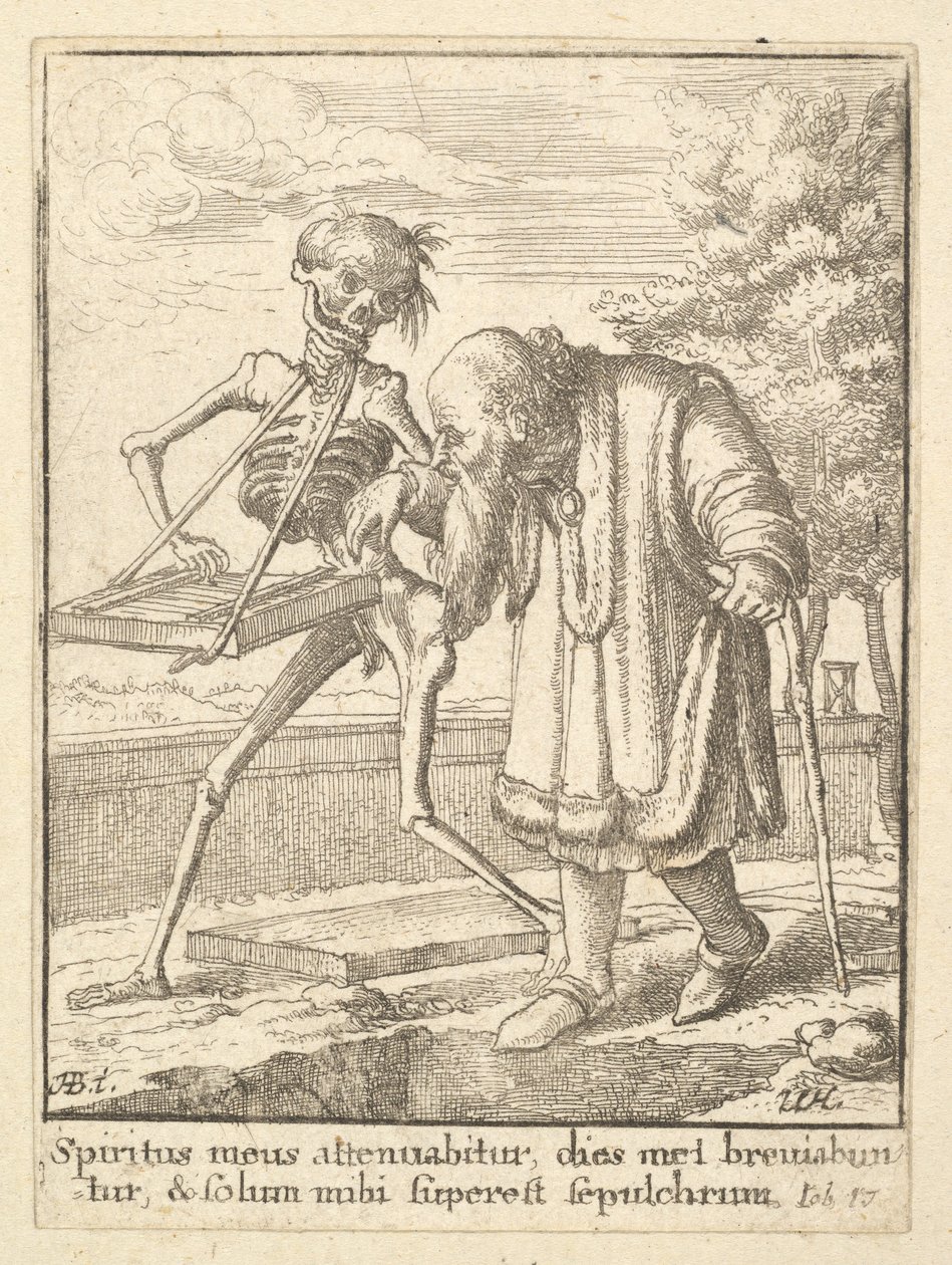 老人，来自《死亡之舞》，1651年。 作者 瓦茨劳斯·霍拉尔