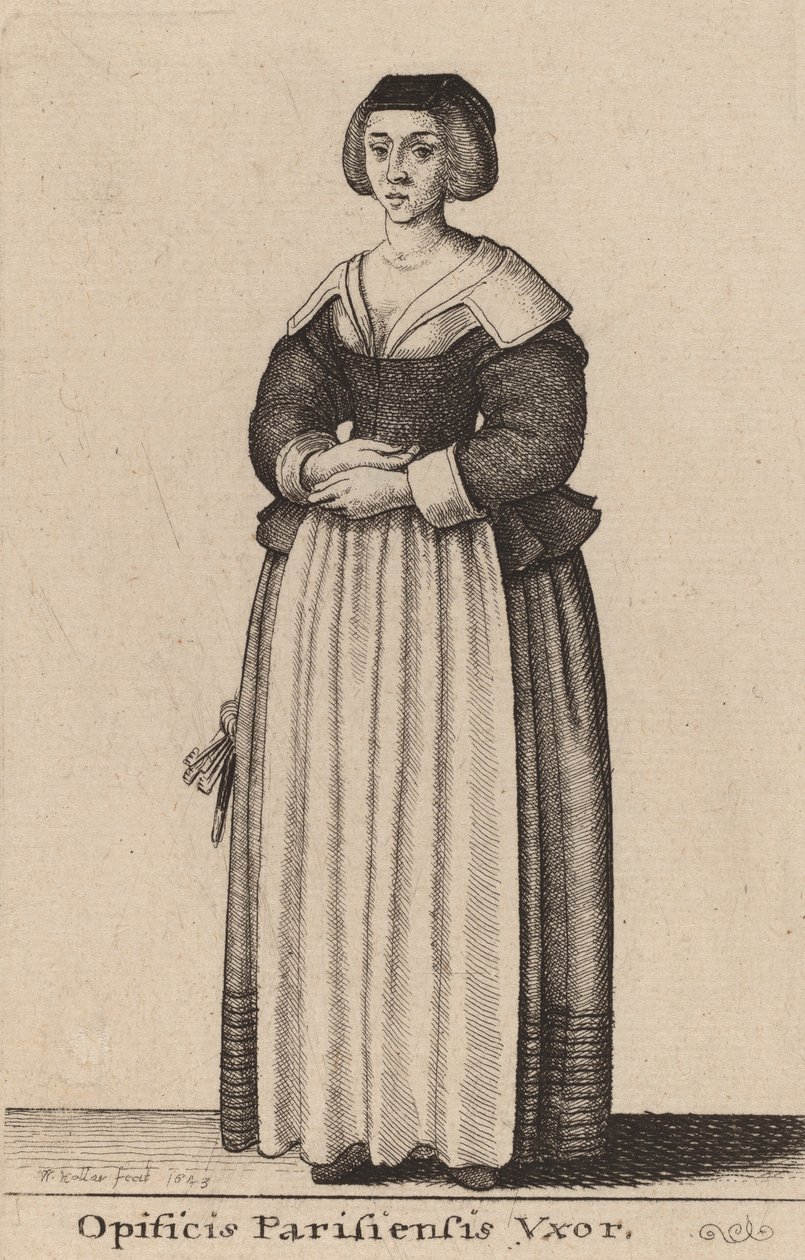 Opificis Parisiensis Vxor, 1643. 作者 瓦茨劳斯·霍拉尔