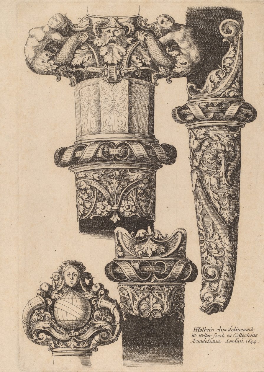 匕首和刀鞘的装饰品，1644年。 作者 瓦茨劳斯·霍拉尔