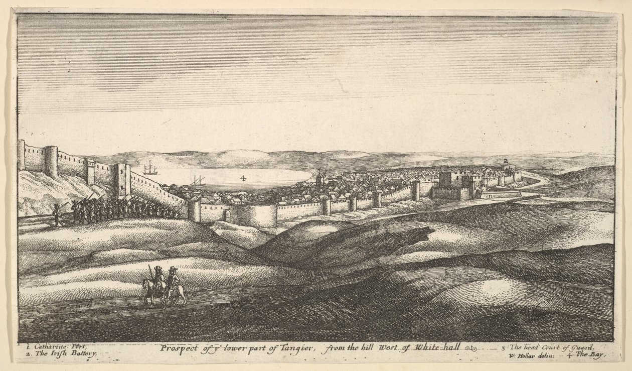 1669-73年，在白厅西山上，丹吉尔下部的前景。 作者 瓦茨劳斯·霍拉尔