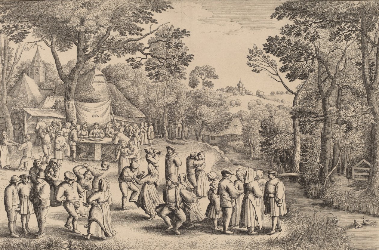 乡村婚礼舞，1650年。 作者 瓦茨劳斯·霍拉尔