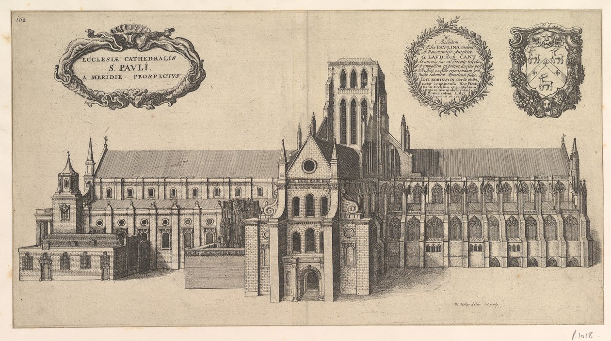 圣保罗教堂，南侧 Ecclesiae Cathedralis St.Pauli, A Meridi Prospectus, 1658。 作者 瓦茨劳斯·霍拉尔