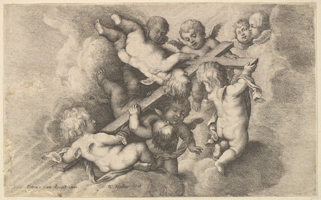 七个抬着十字架的普蒂，1646年。 作者 瓦茨劳斯·霍拉尔