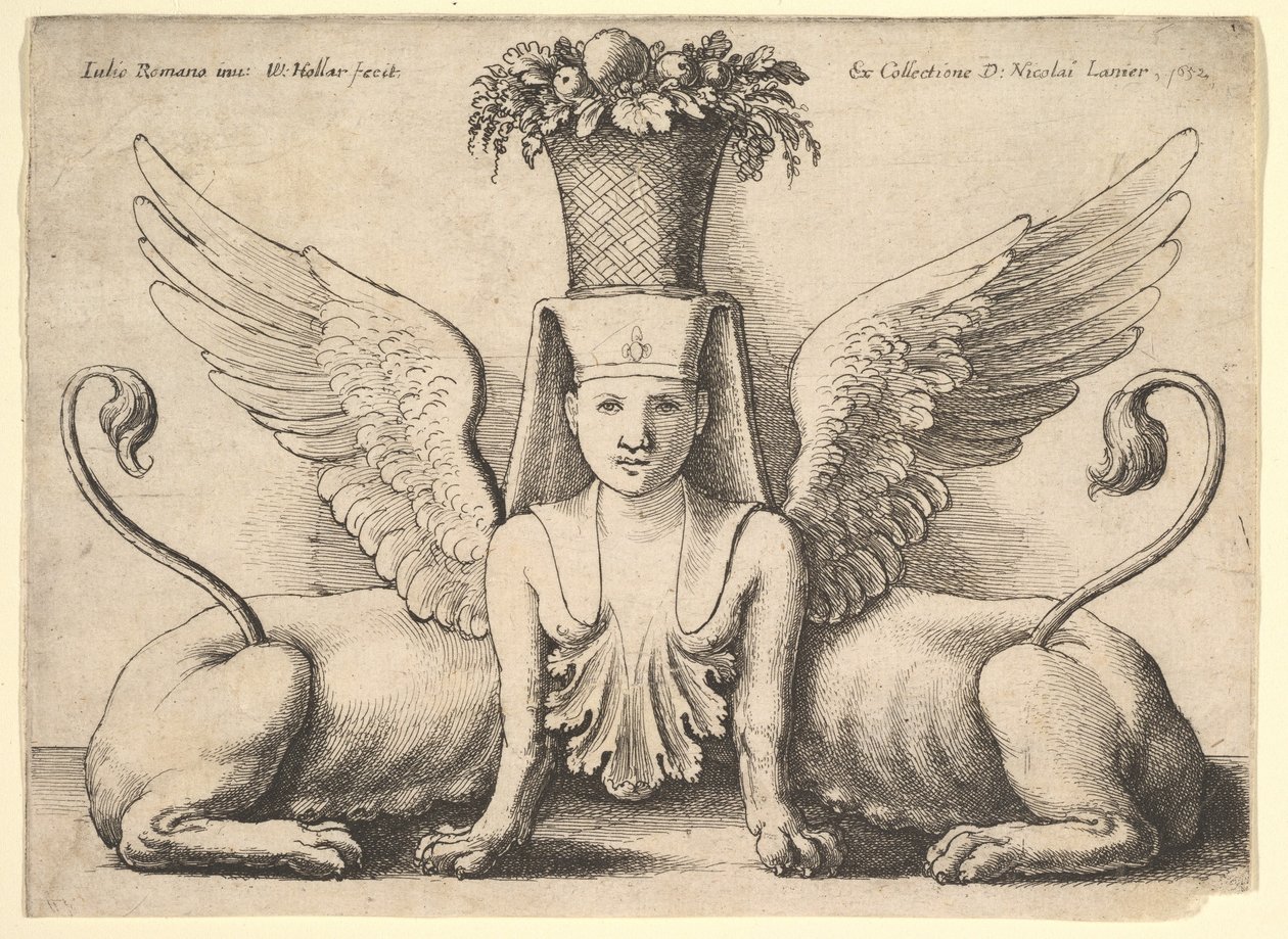 狮身人面像有两个身体，1652年。 作者 瓦茨劳斯·霍拉尔