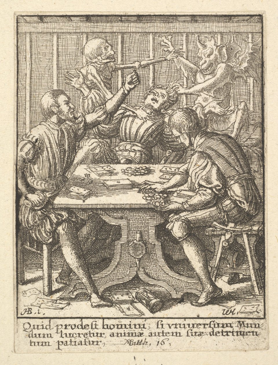 死者之舞的游戏玩家，1651年。 作者 瓦茨劳斯·霍拉尔