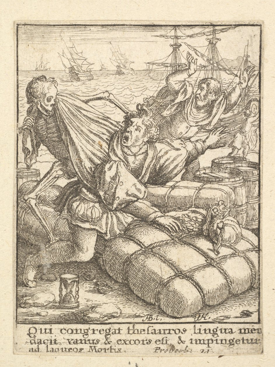 《商人》，摘自《死亡之舞》，1651年。 作者 瓦茨劳斯·霍拉尔