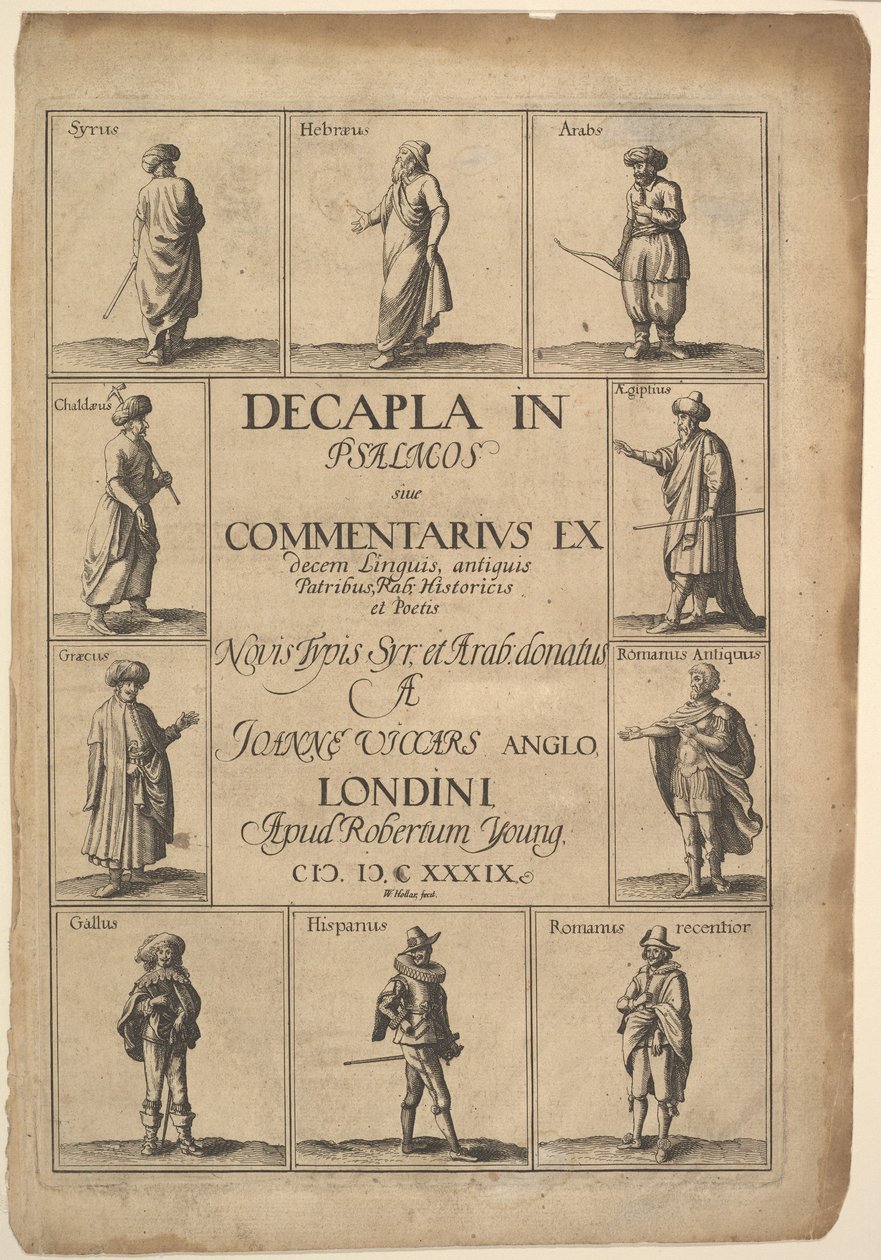 标题页：1639年，诗篇中的Decapla。 作者 瓦茨劳斯·霍拉尔