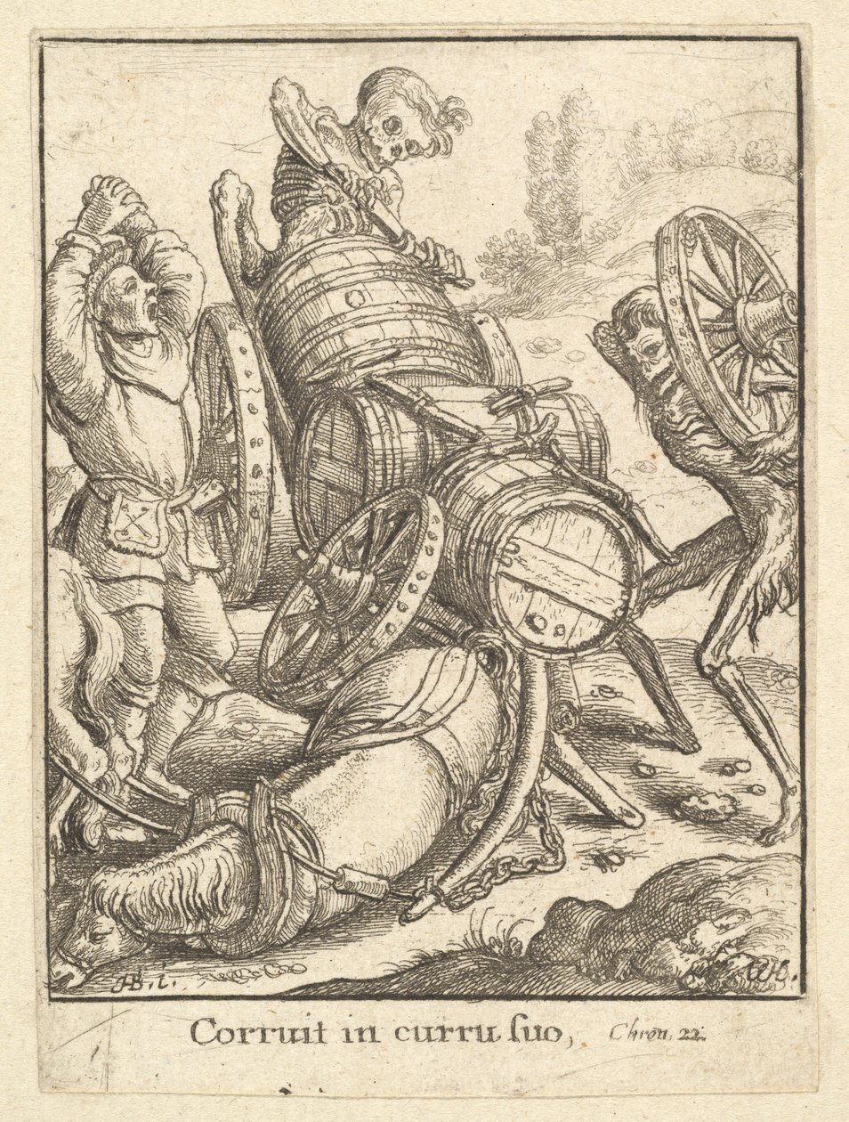 瓦格纳（Waggoner），摘自《死亡之舞》，1651年。 作者 瓦茨劳斯·霍拉尔