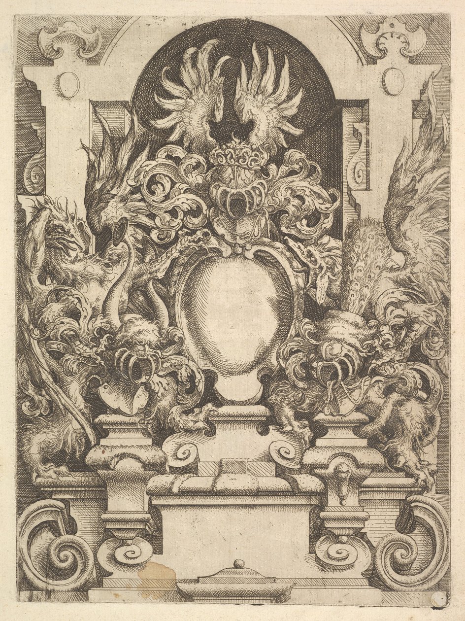 卡特罗的设计，来自迪特林的《建筑学》图版，1598年。 作者 温德尔·迪特林（Wendel Dietterlin）