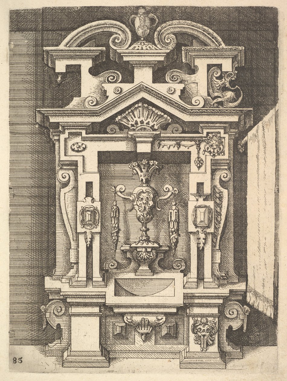 由Dietterlins Architectura设计的Lavabo，第85板，1598年。 作者 温德尔·迪特林（Wendel Dietterlin）