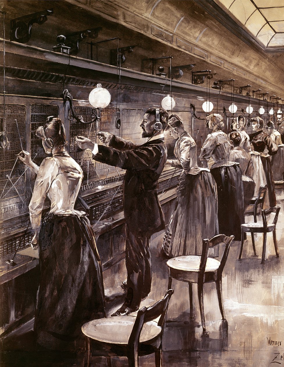 柏林中央电话交换中心，1890年 作者 Werner Zehme