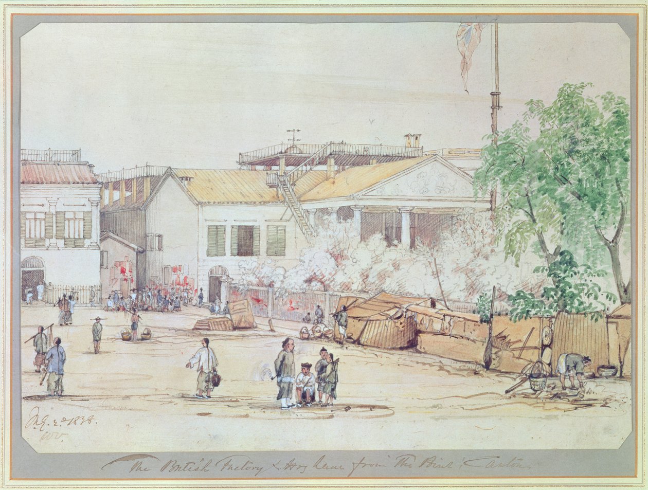 1838年，广州Hog Lane的英国工厂（纸上写着） 作者 维尔纳·范纳姆