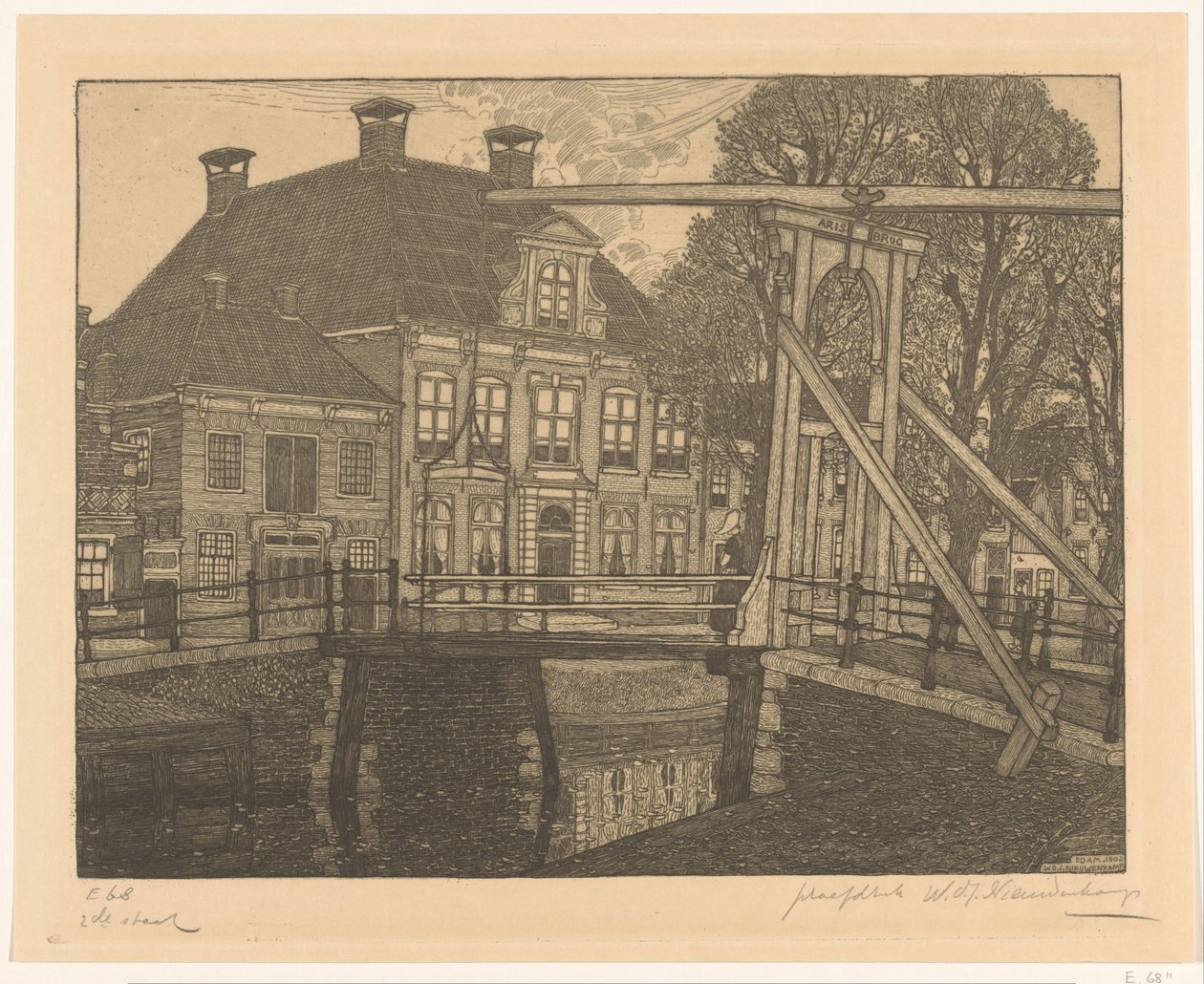 埃顿的 Arisbrug 和 Voorhaven
豪宅（原标题） 作者 Wijnand Otto Jan Nieuwenkamp（艺术家签名）